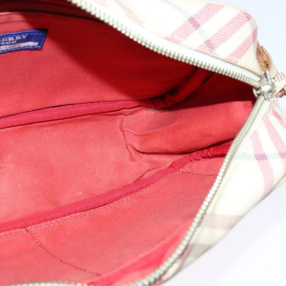 BURBERRY Nova Check Blue Label Shoulder Bag Canvas Beige Silver Auth 118746 - Picture 10 of 16